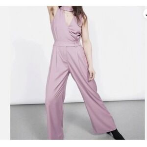 WILDFANG Empower High Waisted V-Neck Jumpsuit Lavender Pink Sleeveless Size 16